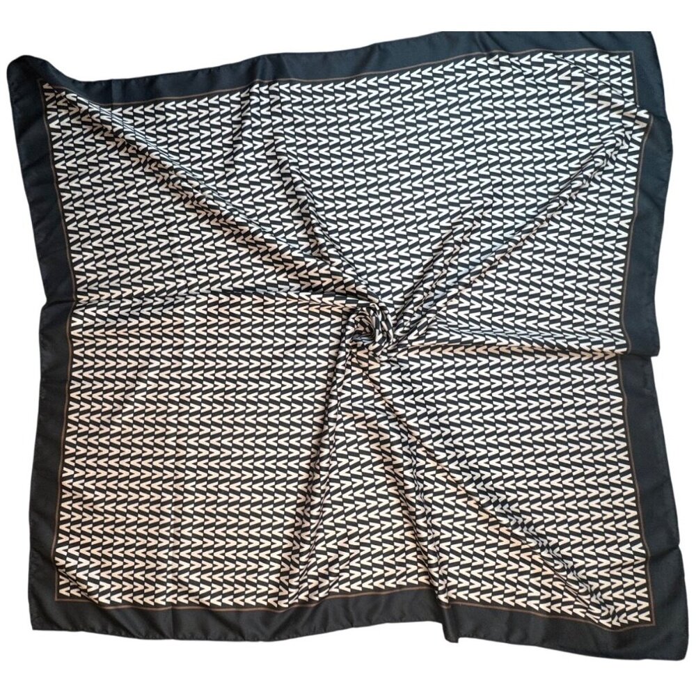 2/$30 NEW Tan Black Brown Geometric Printed Silky Fashion Scarf - Picture 7 of 10
